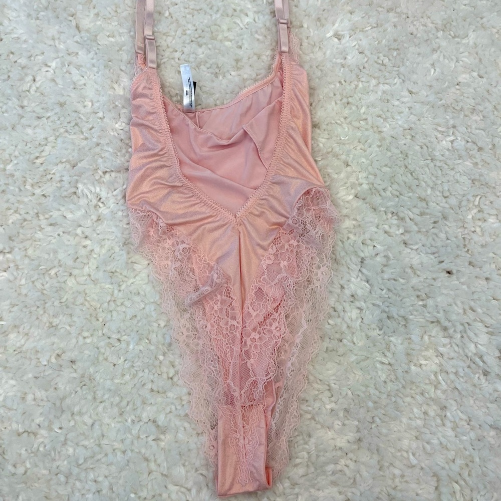 Pink lace bodysuit